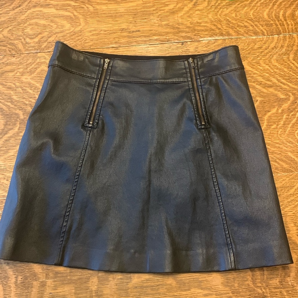 J.Crew Genuine Leather Black Mini Skirt Size 0